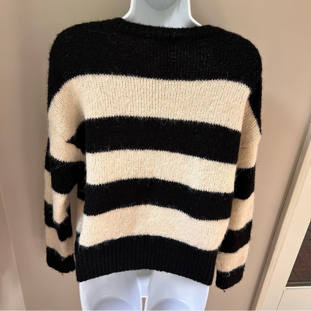 Express Black and Cream Striped Sweater